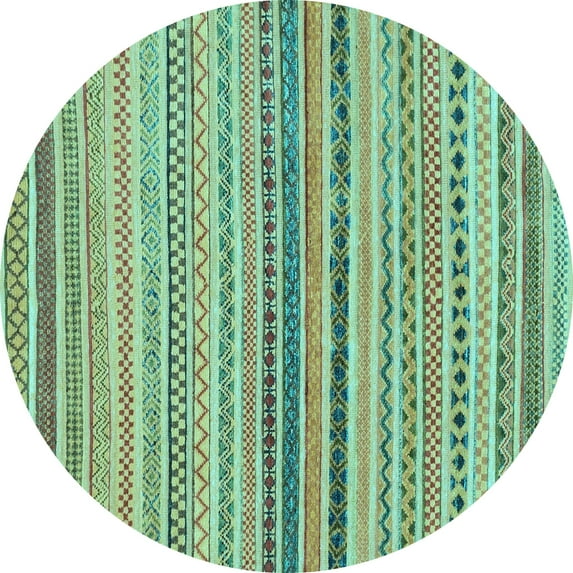 Ahgly Company Indoor Round Abstract Light Blue Modern Area Rugs, 6' Round