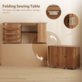 thumbnail image 4 of Table Pliante pour Machine à Coudre avec Rangement - Table d'Artisanat à Grain de Bois Brun pour la Maison, le Bureau et les Petits Espaces - Tablette Réglable et Roues, 4 of 7