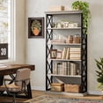 thumbnail image 5 of Finmind 71-inch Tall Bookshelf, 6-Tier Industrial Bookshelves and Bookcases, Freestanding Display Shelves for Living Room, Bedroom, Gray & Black, 5 of 7
