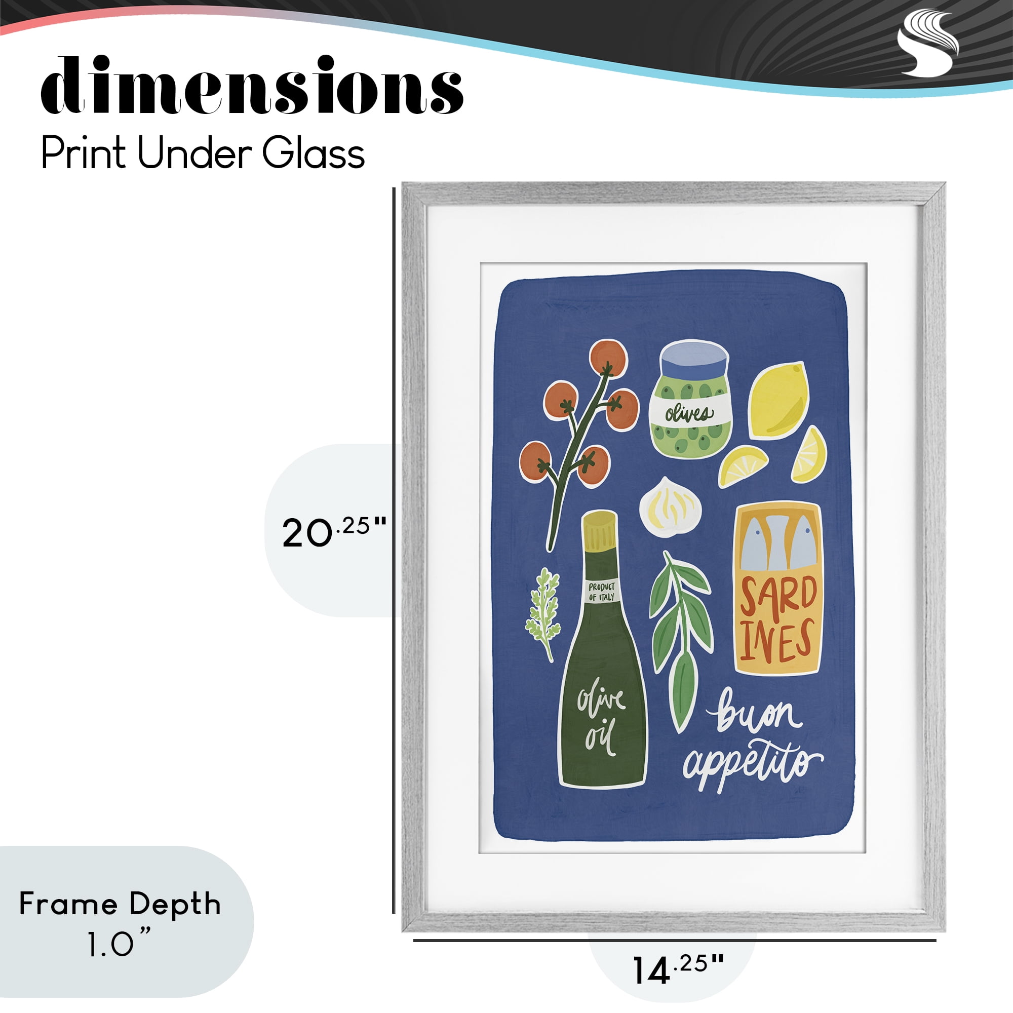 Stupell Industries Italian Kitchen Necessities Gray Framed Print Under Glass, design by Amanda Houston