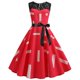 thumbnail image 2 of Mujeres vendaje estampado retro corto sin mangas encaje patchwork noche o-cuello fiesta graduación vestido vintage Fridja hjkh417, 2 of 8