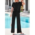 thumbnail image 7 of PRETTYGARDEN Women's Summer 2 Piece Matching Lounge Sets Short Sleeve Shirts Tops Wide Leg Pants Travel Airport Outfits, 7 of 7