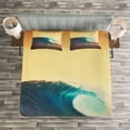 thumbnail image 3 of Ambesonne Ocean Quilted Bedspread Set 3 Pcs, Sunset in Warm Colors, Queen Size, Turquoise Yellow Brown, 3 of 3