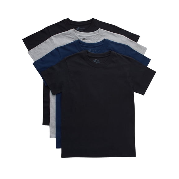 Hanes Boys Undershirts Pack, 4-Pack, Crew Neck T-Shirts for Kids, Soft Moisture-Wicking, Tagless