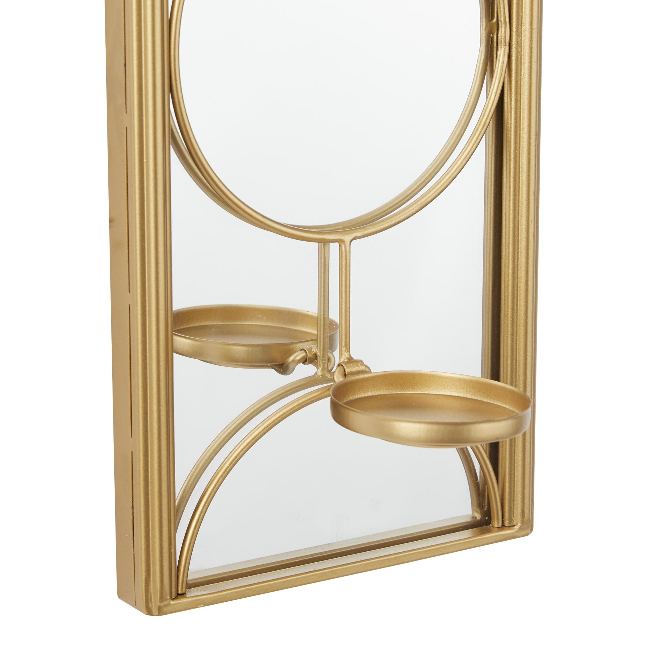 CosmoLiving by Cosmopolitan Gold Metal Geometric Pillar Wall Sconce with Mirror Backing
