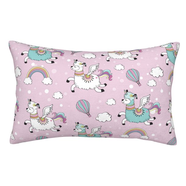 Balery Llama Unicorn and Rainbow Funda de Cojín Estampada, Regalos para Mujeres, Regalos de Amor para Ella, Regalos para Novia o Esposa, Funda de Almohada-16"x24"