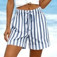 thumbnail image 6 of Women's Casual Summer Shorts with Pockets, Striped Beach Loose Fit, 6 of 7