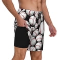 thumbnail image 2 of Naloa Cute Baseball Print Men Swim Trunks with Compression Liner ,Board Shorts,Men's Swim Shorts with Drawstring and Elastic Waistband-Small, 2 of 6