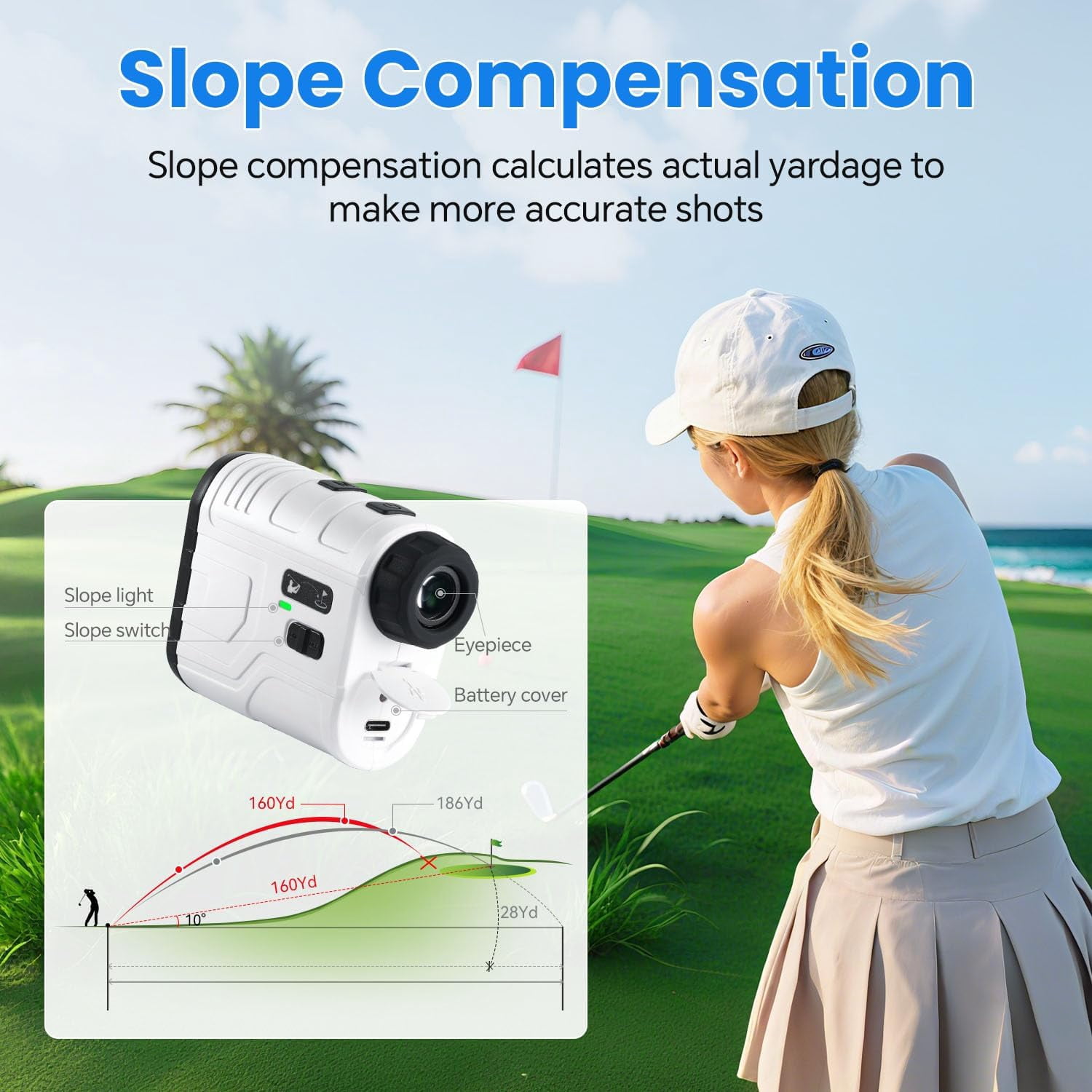 CozyNestFinds Golf Range Finder with Slope, Switch for Tournament, 1200 Yards Rechargeable Laser Rangefinder, 7X Magnification, Flag Lock Vibration, Distance Measuring Device Accessory for Men