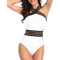 thumbnail image 4 of Traje de baño de una pieza entrecruzado para mujer, traje de baño con control de barriga, traje de baño cruzado frontal Xemadio HMHZ253-6, 4 of 7
