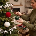 thumbnail image 7 of 12 Pack, Christmas Tree Ornaments Set 2.5 Inch Velvet Christmas Ornaments Flocked Burgundy Red Green Christmas Ball Ornaments for Indoor Christmas Decorations Holiday Home Party, 7 of 7