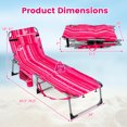 thumbnail image 3 of Gymax Tanning Chair w/ Face Arm Holes 4-Level Backrest & Head Pillow Side Pocket Pink Stripe, 3 of 7