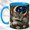 Blue, variant on Sleeping Fox Coffee Mug, Woodland Night Mug, Ceramic 11 oz