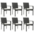 thumbnail image 2 of vidaXL 7 Piece Garden Dining Set with Cushions Black Poly Rattan, 2 of 5