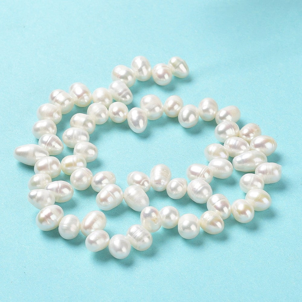 1strand Cultured Freshwater Pearl Beads Strands Rice Antique White 8~12x7~8mm Hole: 0.7mm about 59~60pcs/strand 13.98''(35.5cm)