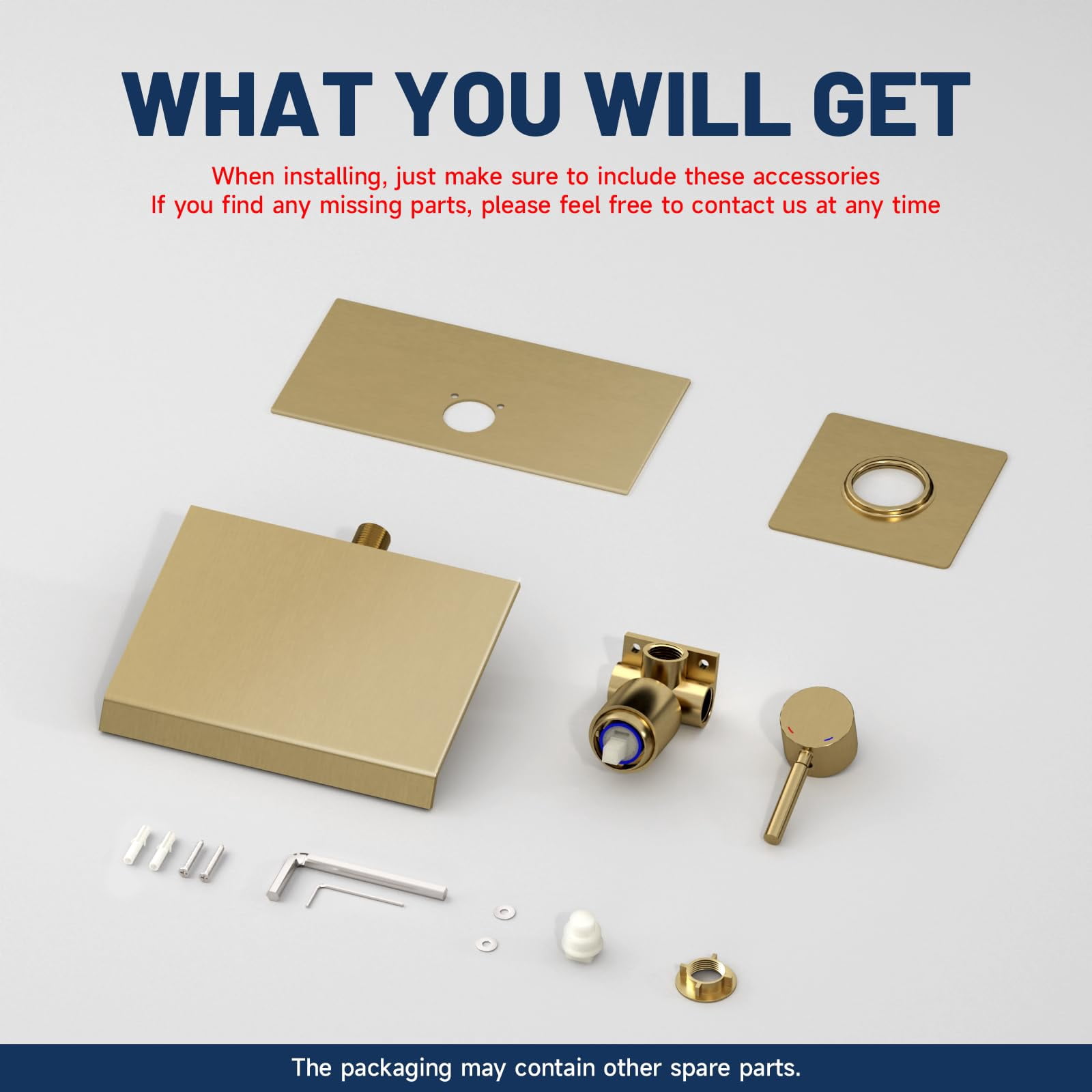 Wall Mount Bathtub Faucet Brushed Gold Single Handle Modern