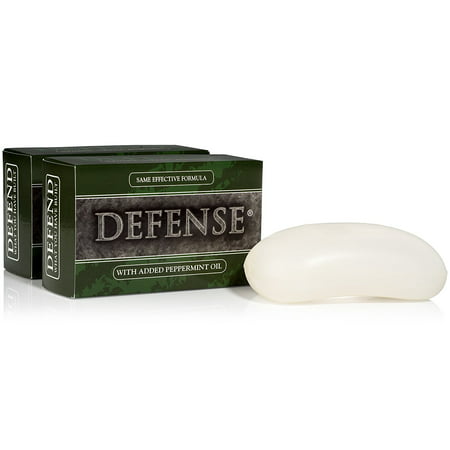 Defense Soap Bar Peppermint (Pack of 2) | Contains 100% Natural and Herbal Pharmaceutical Grade Tea Tree, Peppermint, and Eucalyptus
