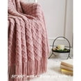 thumbnail image 4 of CREVENT Manta de Punto Rosa Claro para Sofá Silla, Suave y Decorativa para Primavera Verano (50''X60'' Rosa Polvo/Rosa Pálido), 4 of 5