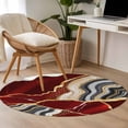thumbnail image 5 of Red Marble Large Area Rugs for Bedroom Living Room, Soft Non Slip Carpet Bedside Rug, Grey Gold Texture Vintage Farmhouse Art Round Floor Cover Kitchen Accent Rug 3' for Dining Room/Office, 5 of 9