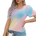 thumbnail image 7 of Enjoytime Womens T Shirt Color Block Short Sleeve Crew Neck Tees Top Loose Comfy Tops For Women Trendy, 7 of 7