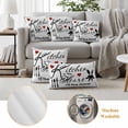 thumbnail image 6 of Pack of 2 Outdoor Pillow Covers 18x18 Inch Waterproof Kitchen Tableware Throw Pillow Covers,Decorative Couch Pillow Shams Protectors Red Love Heart Black Words Vintage Patio Cushion Pillowcases, 6 of 8