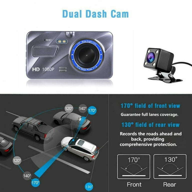 Yinrunx Car Camera Dash Cam Front and Rear Dash Camera for Cars