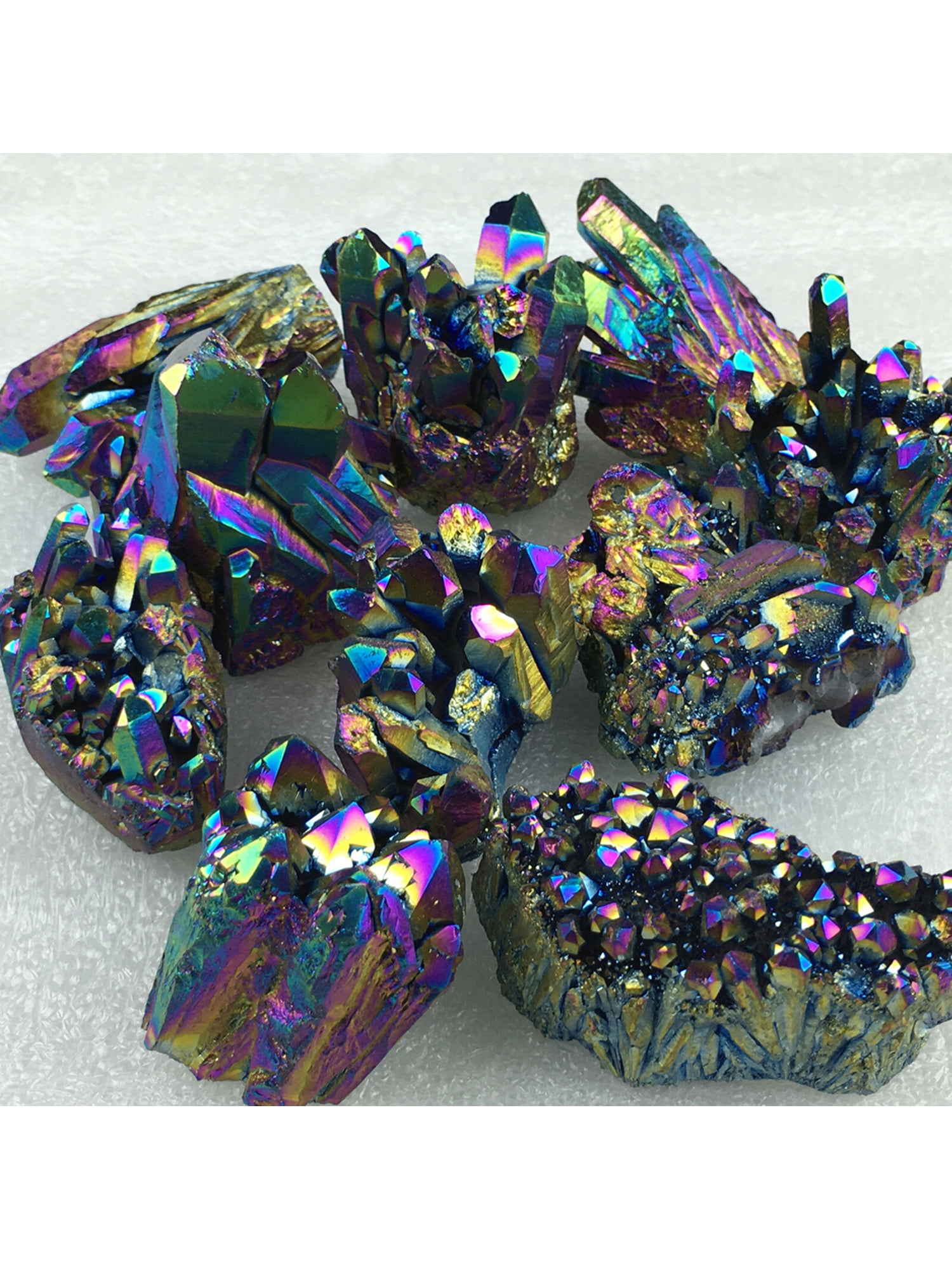 Natural Quartz Crystal Rainbow Titanium Cluster Mineral Specimen Healing Stone 