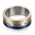 thumbnail image 3 of Maoww Stainless Steel Rotating Ring Roman Numerals Three Colors Year Month Day Calendar Men Jewelry, 3 of 9