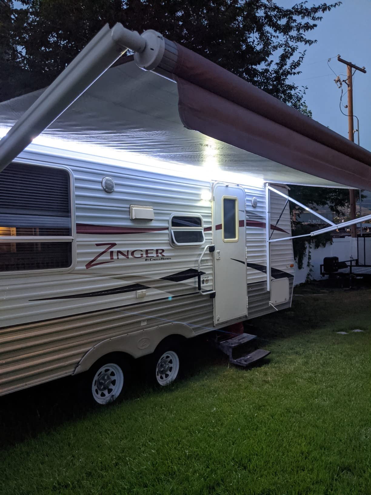 RV LED Camper Awning Lights, 12V, 16.4FT/5M, Dimmable, Remote Control, LED Light Strip Exterior Lighting Fixture for RV Camping Canopy Motorhome Travel Trailer