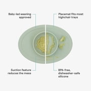 ezpz First Foods Set (Sage) - 100% Silicone Suction Bowl, 2oz Cup, Tiny Spoons - Designed by a Pediatric Feeding Specialist - 6 Months+
