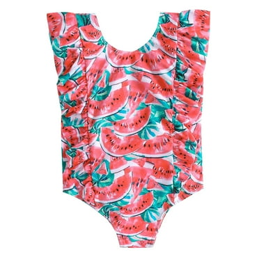 Laklulu Girls' swimwear Girls bathing suit Girls Swimsuit One Piece Ruffle Bathing Suit Girls Swimwear Print one piece swimsuit for girls