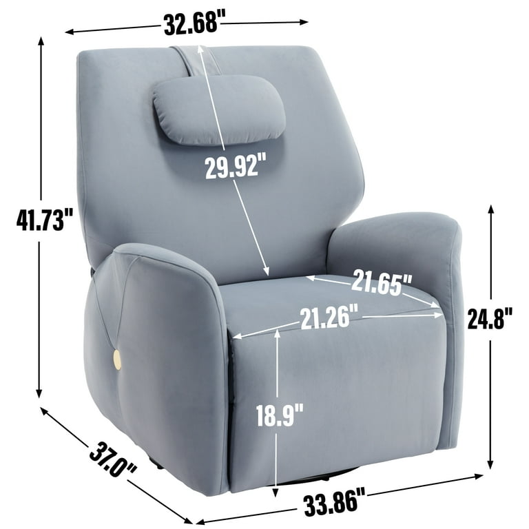Blue Swivel And Rocker Power Recliner Chair With Lumbar And Neck Support Pillow Max Swivel Degree 270 Heavy Duty Motion Mechanism With Usb And Type C Ports Walmart