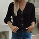 thumbnail image 2 of Camisetas para mujer,Blusa informal de poliéster con cuello en V y mangas largas con cordones para mujer, corte holgado para uso diario, sopatenor, 2 of 9