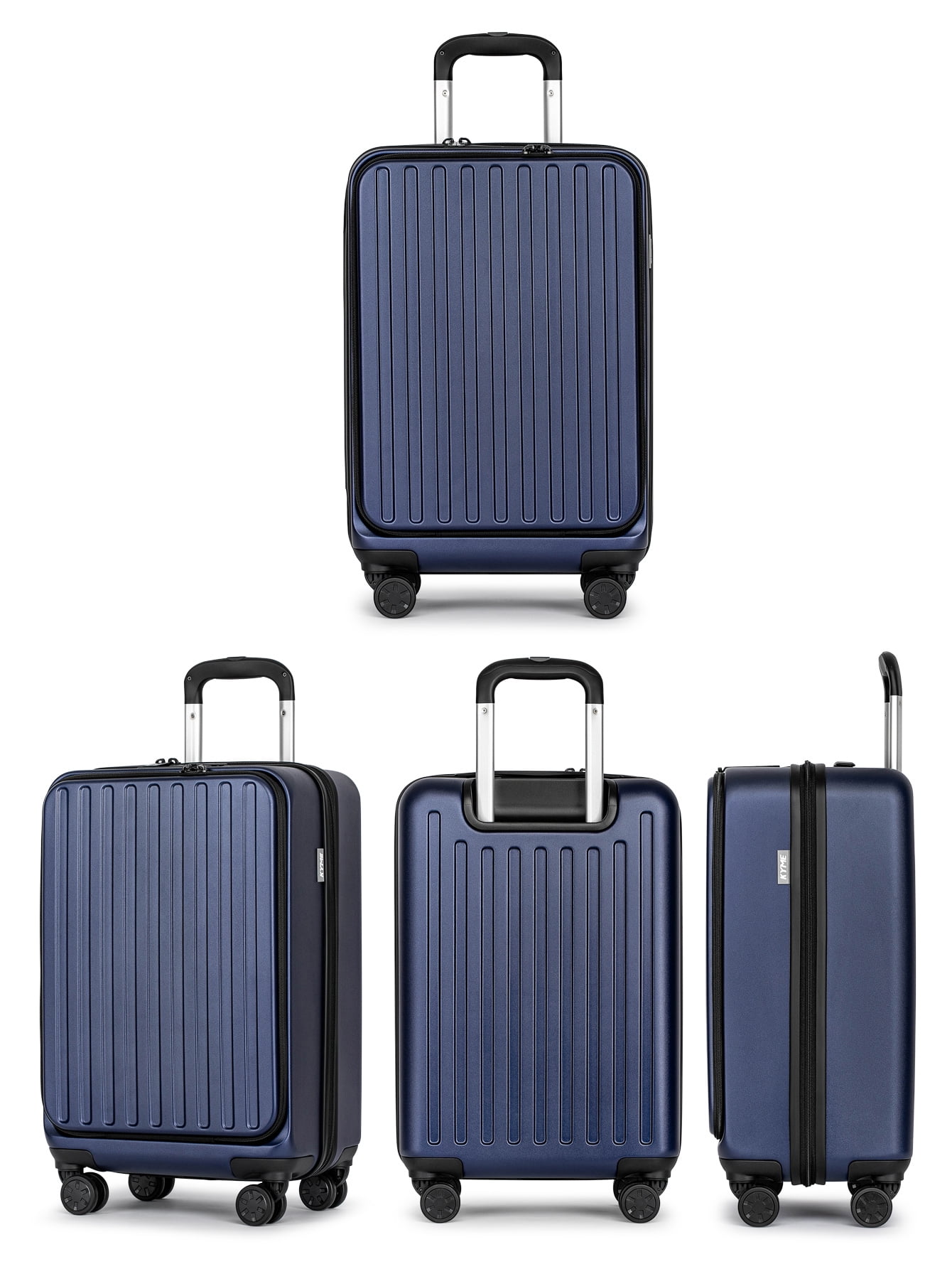 Front Open Carry On Luggage Laptop Compartment 100%PC TSA Lock Spinner Wheels 20" Lightweight Hardside Suitcase