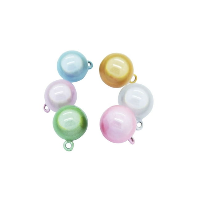 6 Pcs Cloches 17MM Accessoires Pendentifs Ronds Colorés Cloches d'Eau Style Japonais en Cuivre