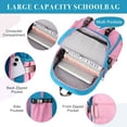 thumbnail image 5 of DAKIMOE School Backpack for Teens Middle School Bookbag Students Lightweight Durable Casual Outdoor Daypack College, Blue and Pink, 5 of 7