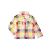 Wonder Nation Baby and Toddler Girl Faux Sherpa Plaid Jacket, Size 12M-5T