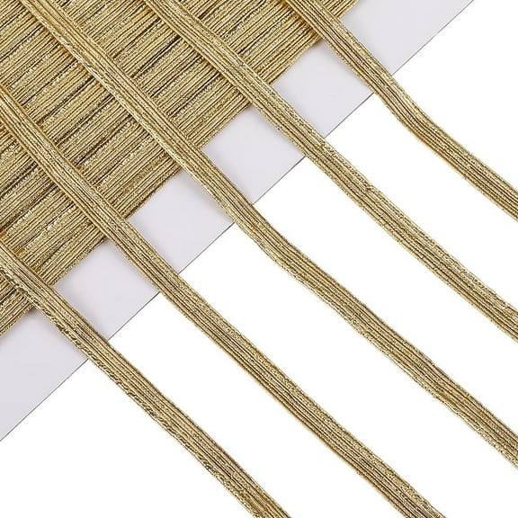 22 Yards Flat Gold Elastic Band Glitter Metallic Elastic Cords 0.2 Inch Strip Strap Elasticity Knit String Ribbon
