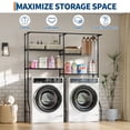 thumbnail image 7 of Over Washer and Dryer Storage Shelf, Adjustable 4-Tier Laundry Organizer with Hanging Rods and Hooks for Laundry Room Space Saving, 7 of 7