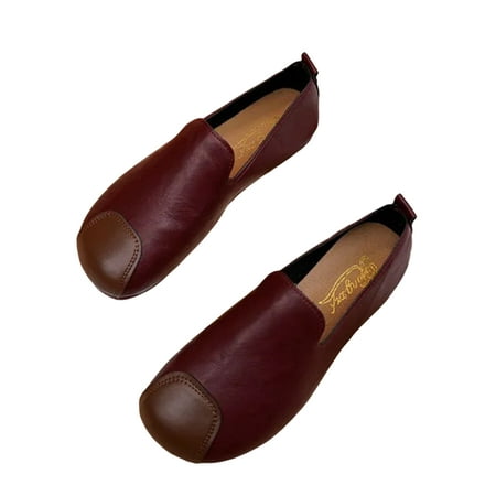 

Gomelly Women Flats Comfort Loafers Slip On Casual Shoes Fashion Flat Shoe Womens Ladies Wine Red 4.5
