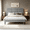 Light Gray, variant on Frostbloom Full Size Platform Bed Frame with Velvet Upholstered Headboard, Off-white