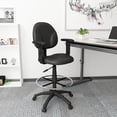 thumbnail image 2 of Boss Office Adjustable Arm Faux Leather Upholstered Drafting Stool in Black, 2 of 8