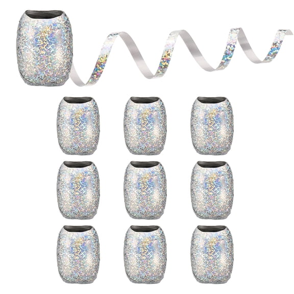 Uxcell 1/5" Wide 11yard Crimped Curling Ribbon, 10 Rolls Shiny Balloon String, Silver