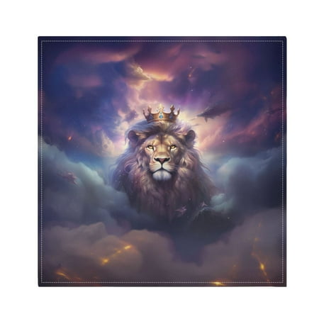 

JSTEL Lion in Nebula Cloth Napkins Set of 4 20x20 Inch Washable and Reusable Napkin for Decoupage Dinner Party Everyday Use