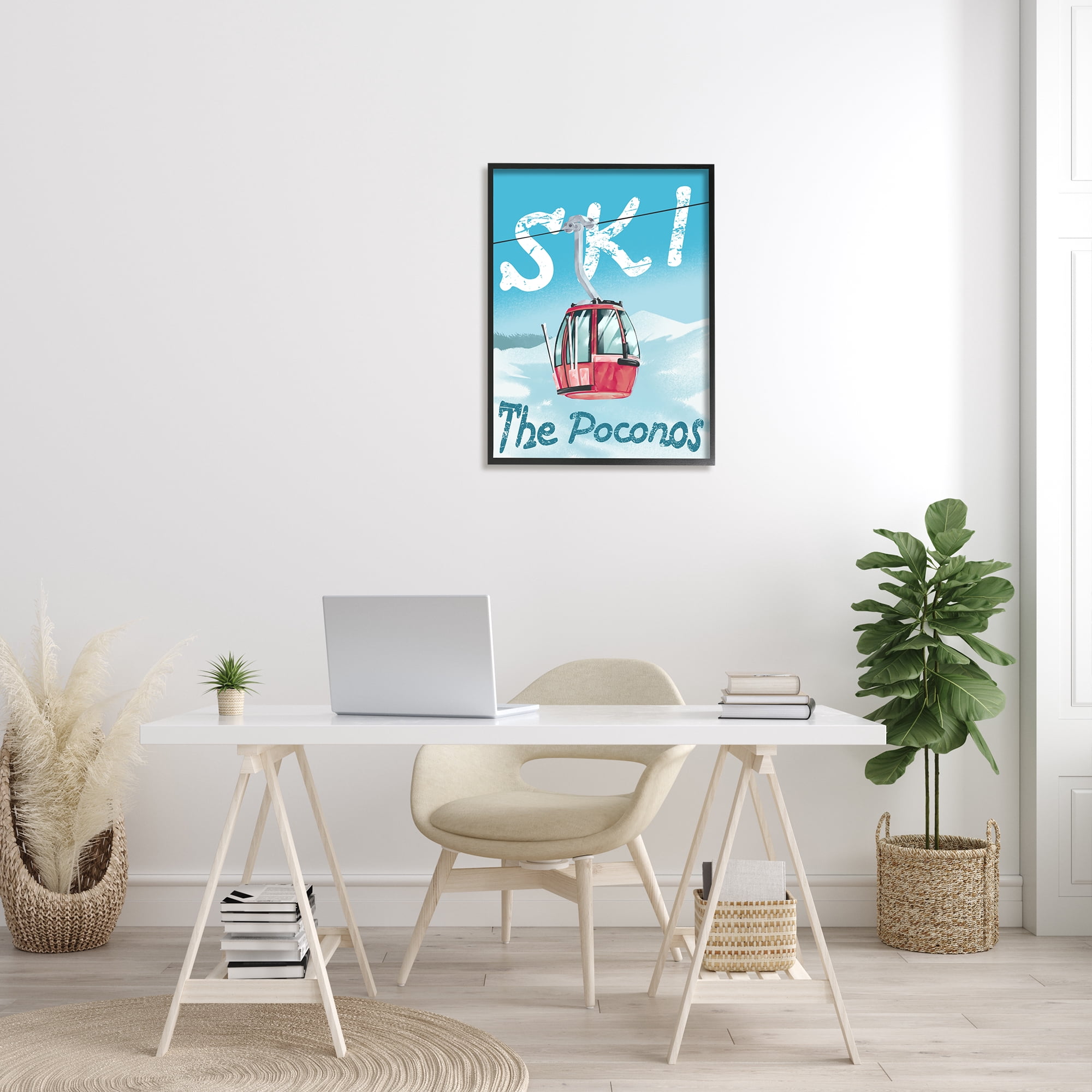 Stupell Industries The Poconos Red Ski Trolly Snowy Mountain Hill, 24 x 30, Design by Ziwei LI