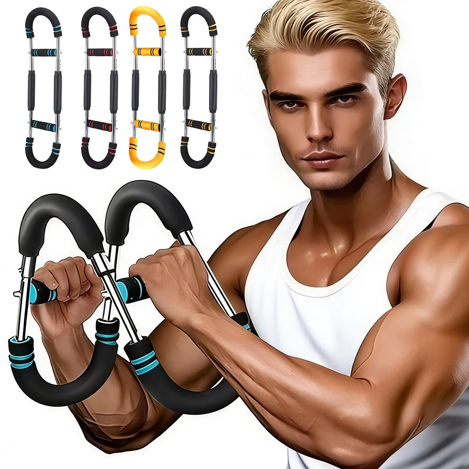 YIFAEUX Twister Arm Trainer Adjustable Resistance Men Chest Workout Equipment Upper Body Forearm Strengthener Portable Power Twister Bar Fitness Gear