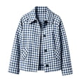 thumbnail image 7 of BXJX Womens Plaid Shackets, Lapel Collar Lightweight Button Down Long Sleeve Shacket Jackets with Pockets Blue Size S-2XL, 7 of 7