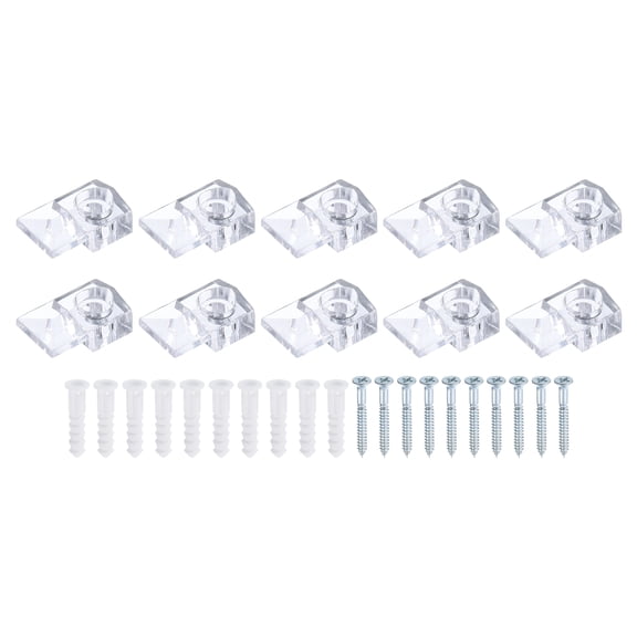 30Pcs Glass Retainer Clips, Plastic Cabinet Door Panel Clip Mirror Holder Clips with Screws for 4-5mm(0.16"-0.2") Glass, Transparent