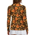 thumbnail image 2 of Yuyamidu Maple Leaves Women's Long Sleeve Golf Tennis Shirts Fall Thanksgiving V-Neck 1/4 Zip Athletic Sweatshirt Size L Lightweight Golf Activewear for Workout Tennis, 2 of 8