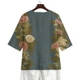 thumbnail image 4 of Ounisa Womens 3/4 Sleeve Blouses V Neck Cotton Linen Print Button Detail Casual Fashion Spring Summer Daily Wear Shirts S-2XL, 4 of 6
